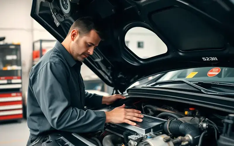 Mechanic working on engine